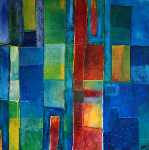 Compositie met donker rood